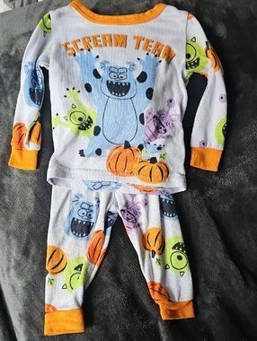 Disney Kids Halloween Monster & Pumpkin Pajama Set - Orange, Green, Blue, Purple